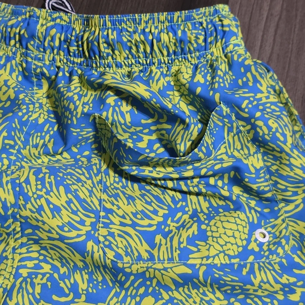 Mens Speedo Swim Suit Trunks Shorts Lined Size Small Blue Yellow Pineapple